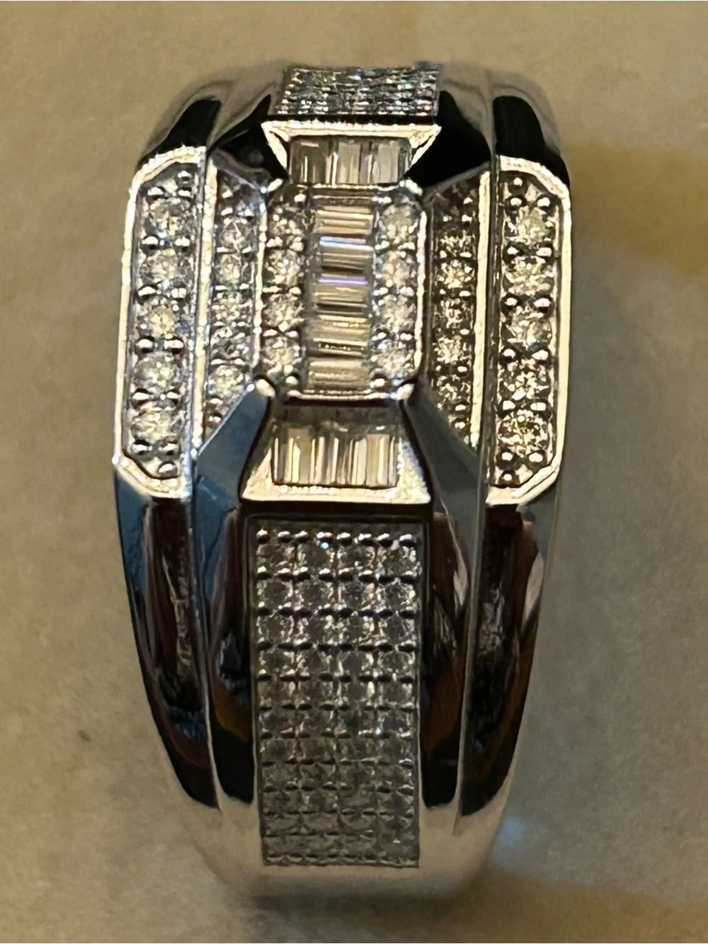 Men’s 5.60CTW Moissanite Multi-Row Multi-Cuts Statement Ring 925 Sterling Silver